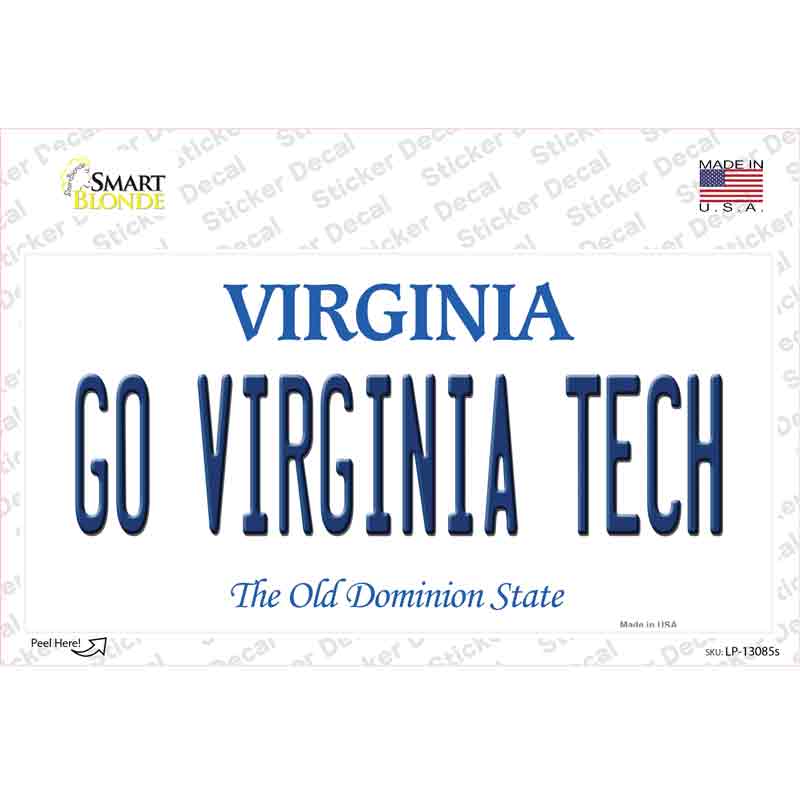 Go Virginia Tech VA Novelty Sticker Decal