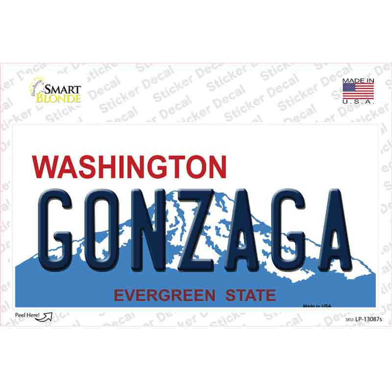 Gonzaga WA Novelty Sticker Decal