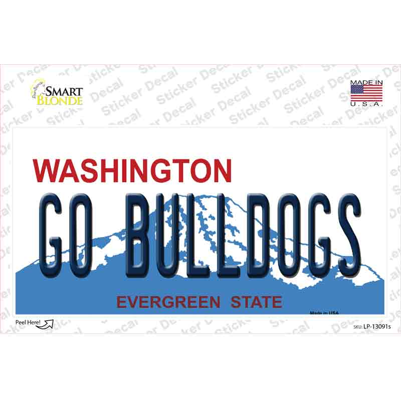 Washington Plate Go Bulldogs WA Novelty Sticker Decal