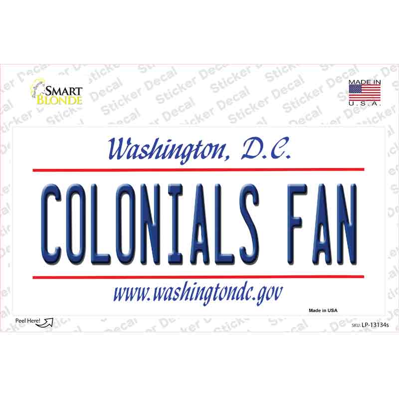 Colonials Fan Novelty Sticker Decal