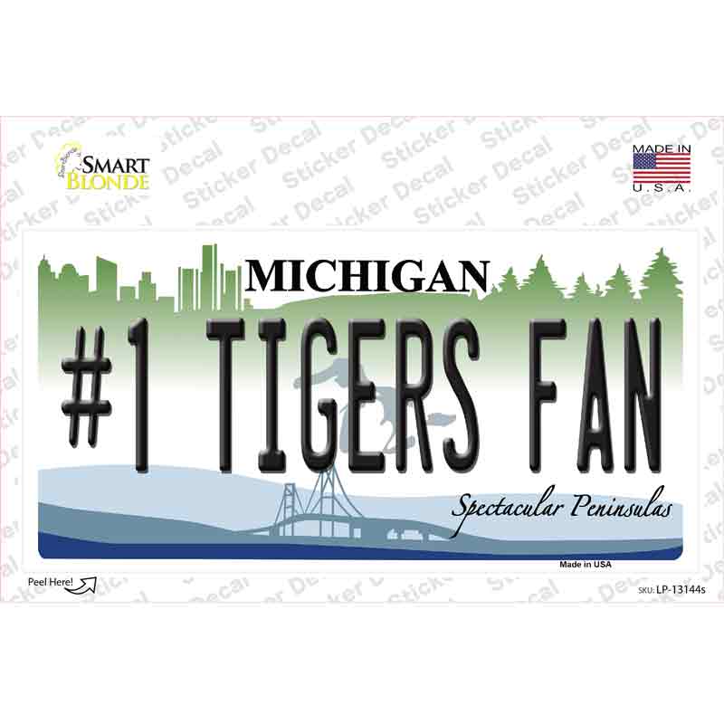 Number 1 Tigers Fan Novelty Sticker Decal