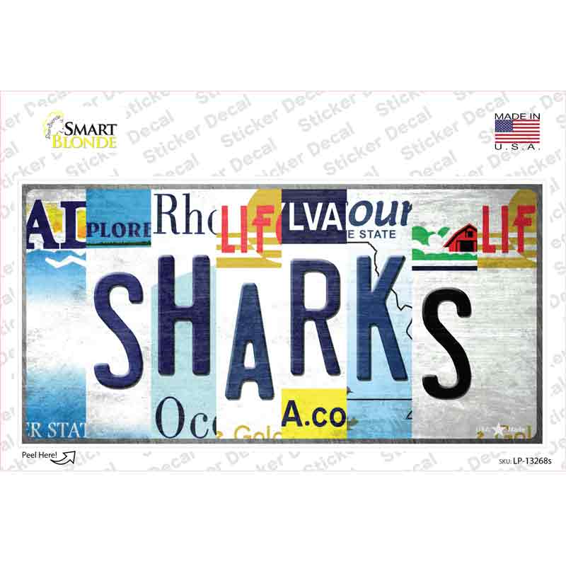 Sharks Strip Art Novelty Sticker Decal
