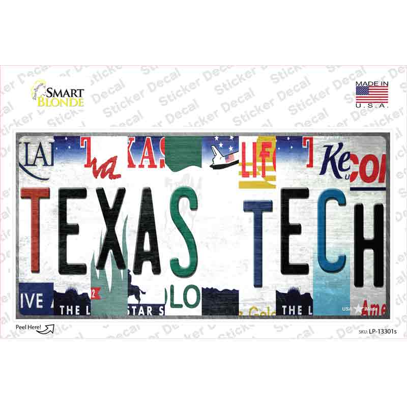 Texas Tech Strip Art Novelty Sticker Decal