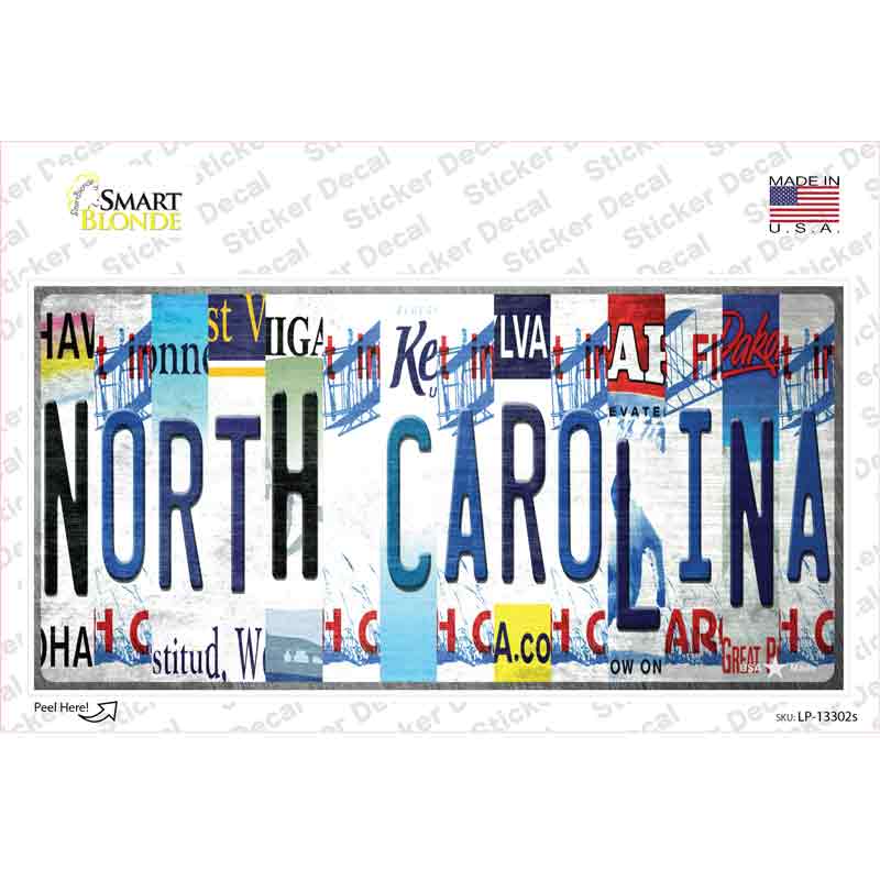 North Carolina Strip Art Novelty Sticker Decal