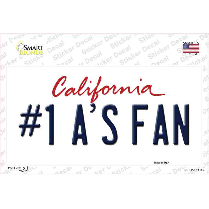 Number 1 Athletics Fan Novelty Sticker Decal