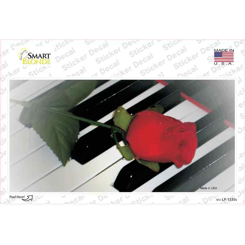 Piano Key Red Rose Novelty Sticker Decal