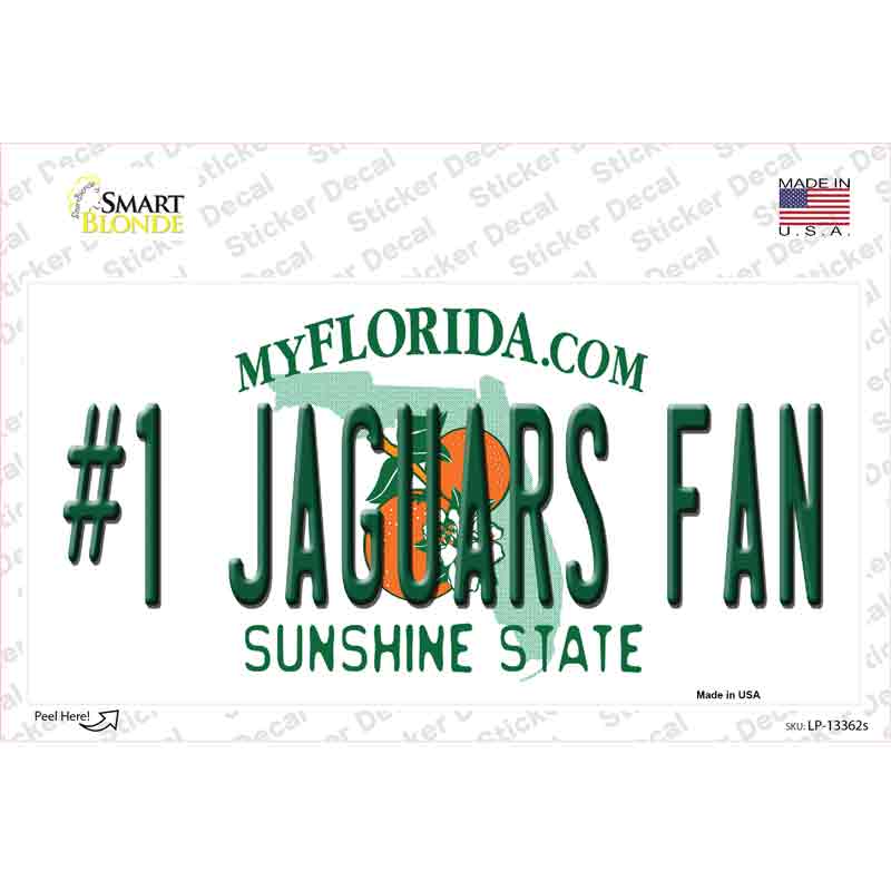 Number 1 Jaguars Fan Novelty Sticker Decal