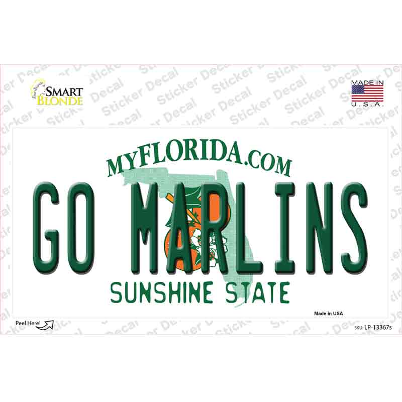 Go Marlins Novelty Sticker Decal