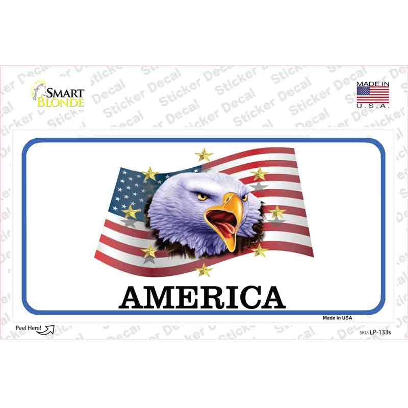 Waving Flag Bald Eagle Novelty Sticker Decal