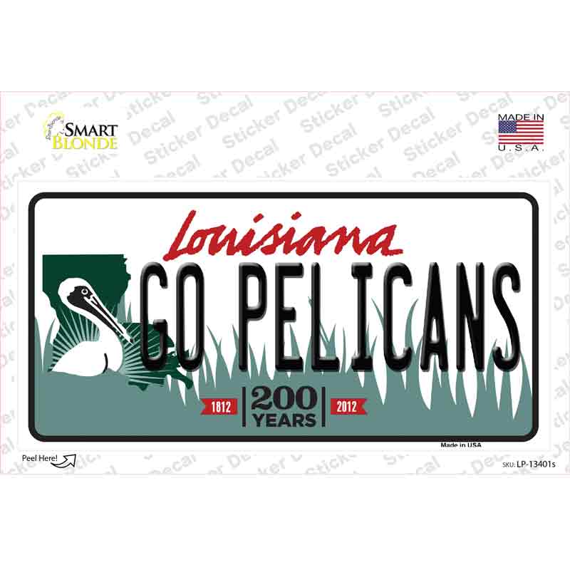 Go Pelicans Novelty Sticker Decal