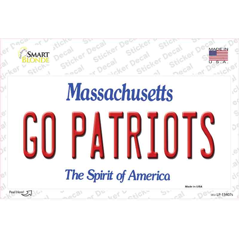 Go Patriots Novelty Sticker Decal