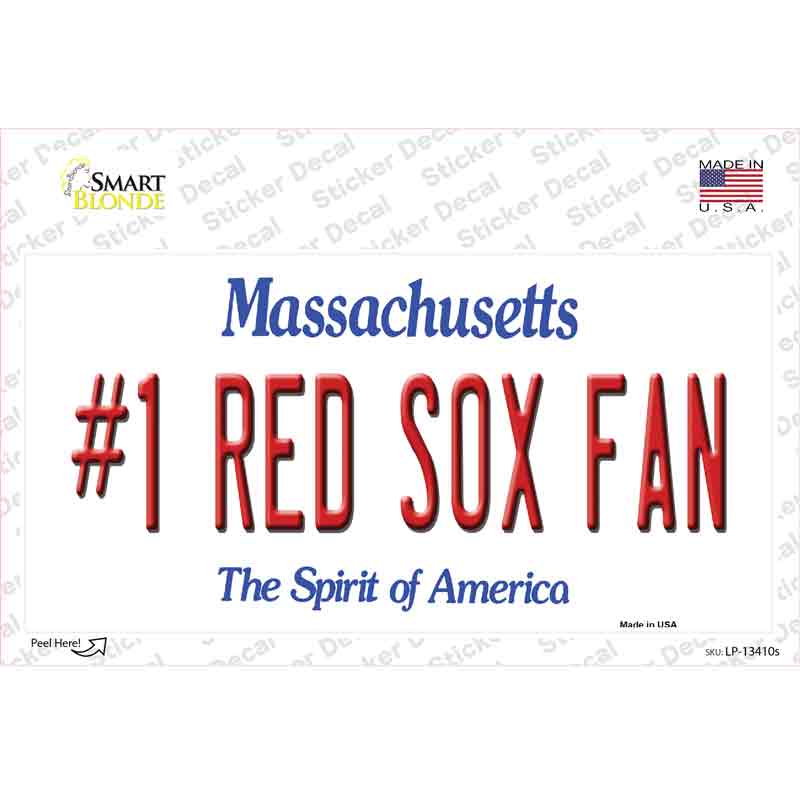 Number 1 Red Sox Fan Novelty Sticker Decal