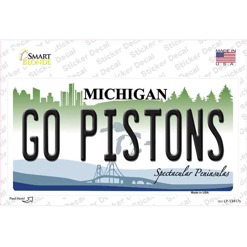 Go Pistons Novelty Sticker Decal