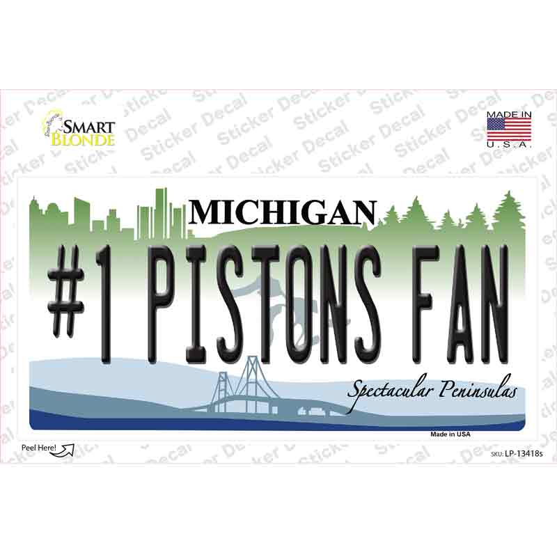 Number 1 Pistons Fan Novelty Sticker Decal