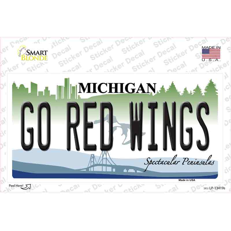 Go Red Wings Novelty Sticker Decal