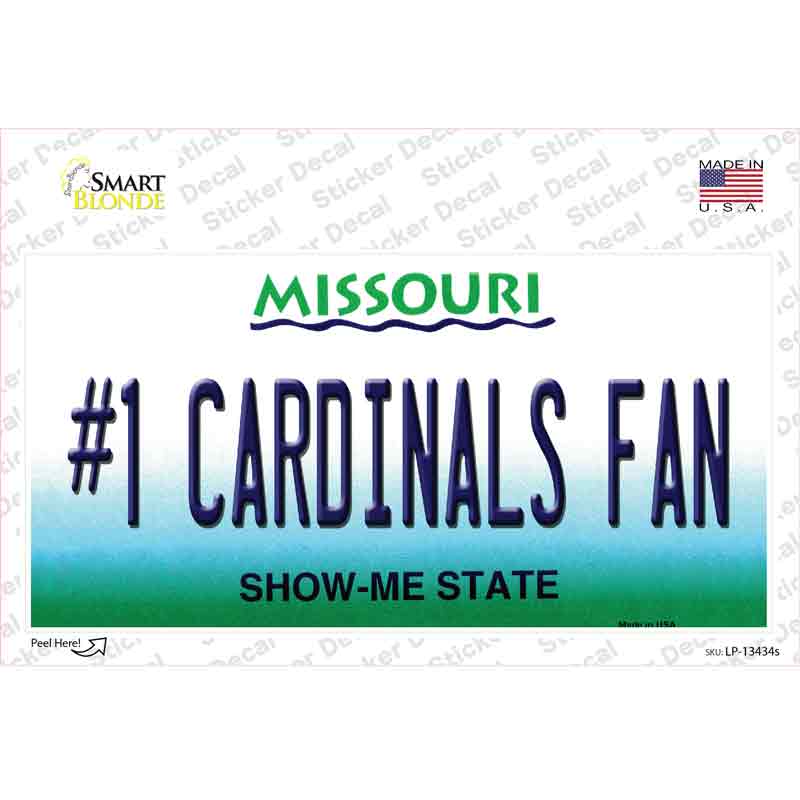 Number 1 Cardinals Fan Missouri Novelty Sticker Decal