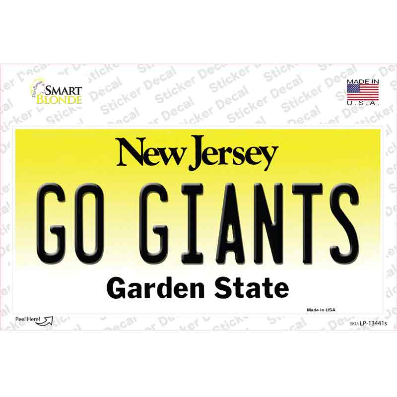 New Jersey Go Giants Novelty Sticker Decal