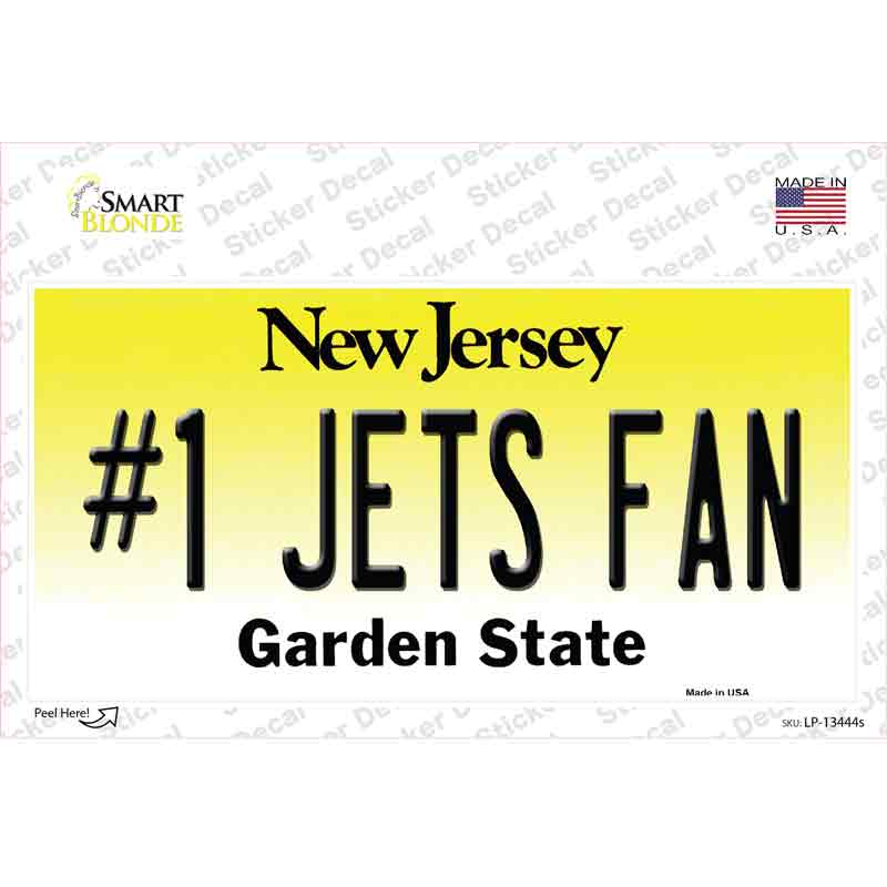 Number 1 Jets Fan New Jersey Novelty Sticker Decal