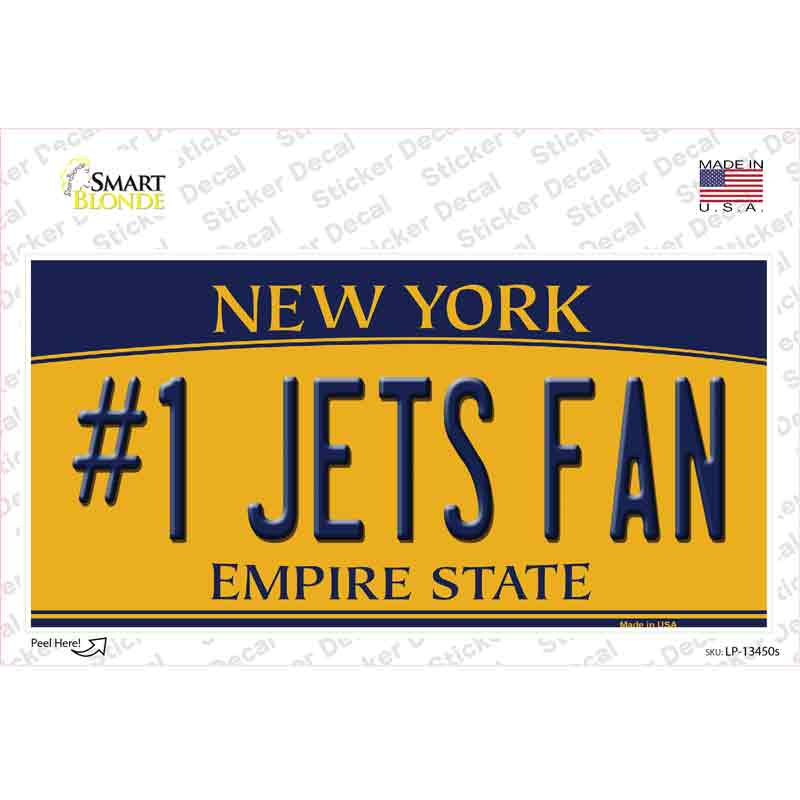 Numbers 1 Jets Fan Novelty Sticker Decal