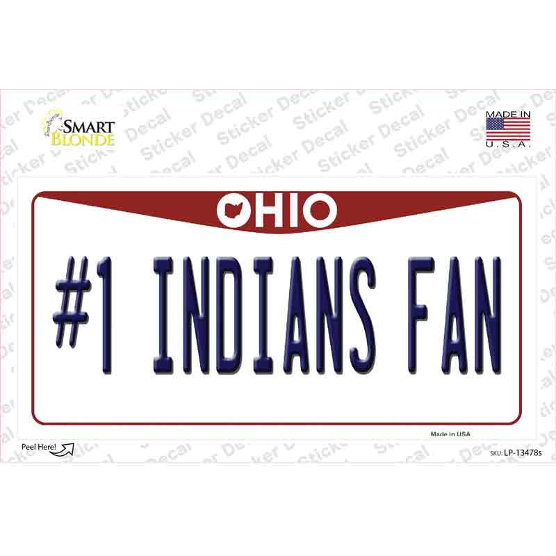 Number 1 Indians Fan Novelty Sticker Decal