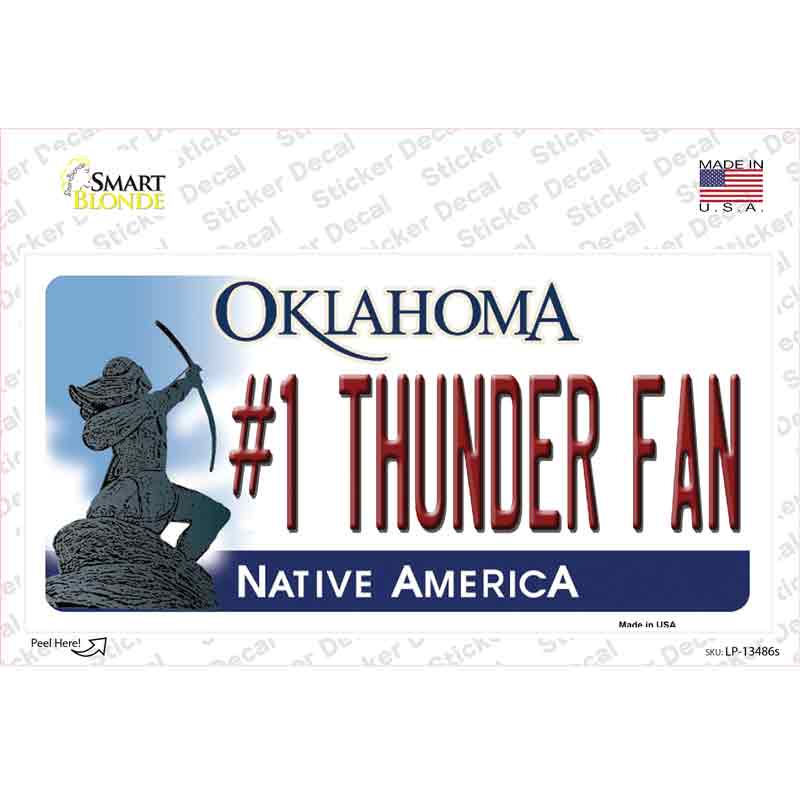 Number 1 Thunder Fan Novelty Sticker Decal