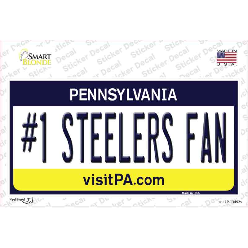 Number 1 Steelers Fan Novelty Sticker Decal