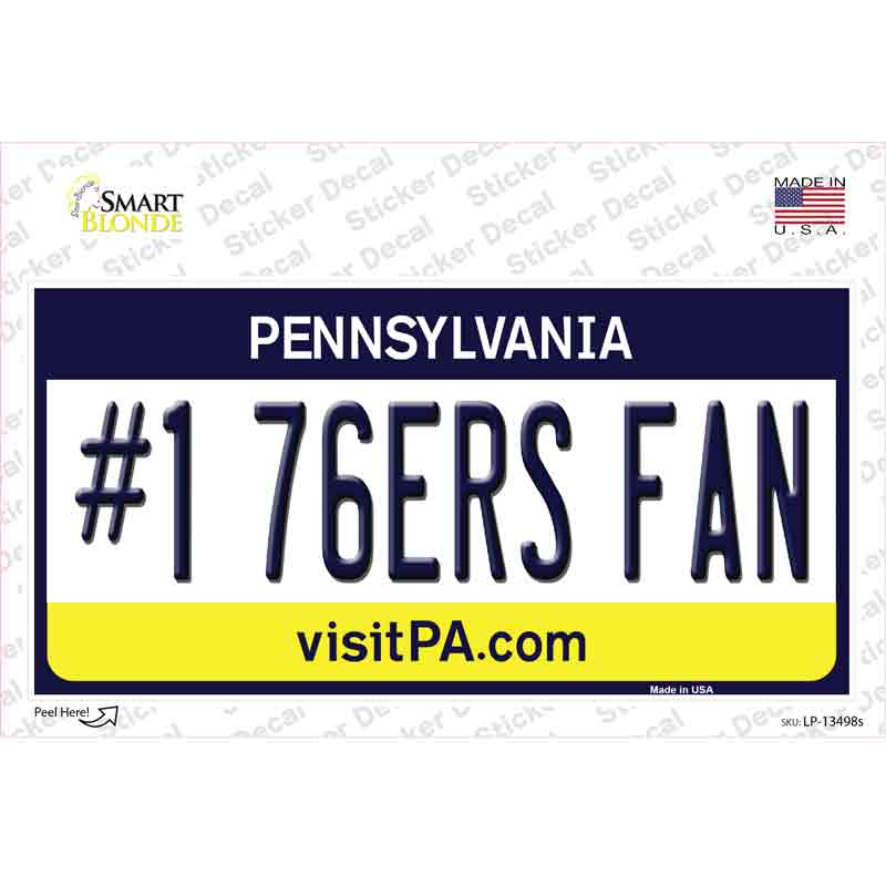Number 1 76ers Fan Novelty Sticker Decal