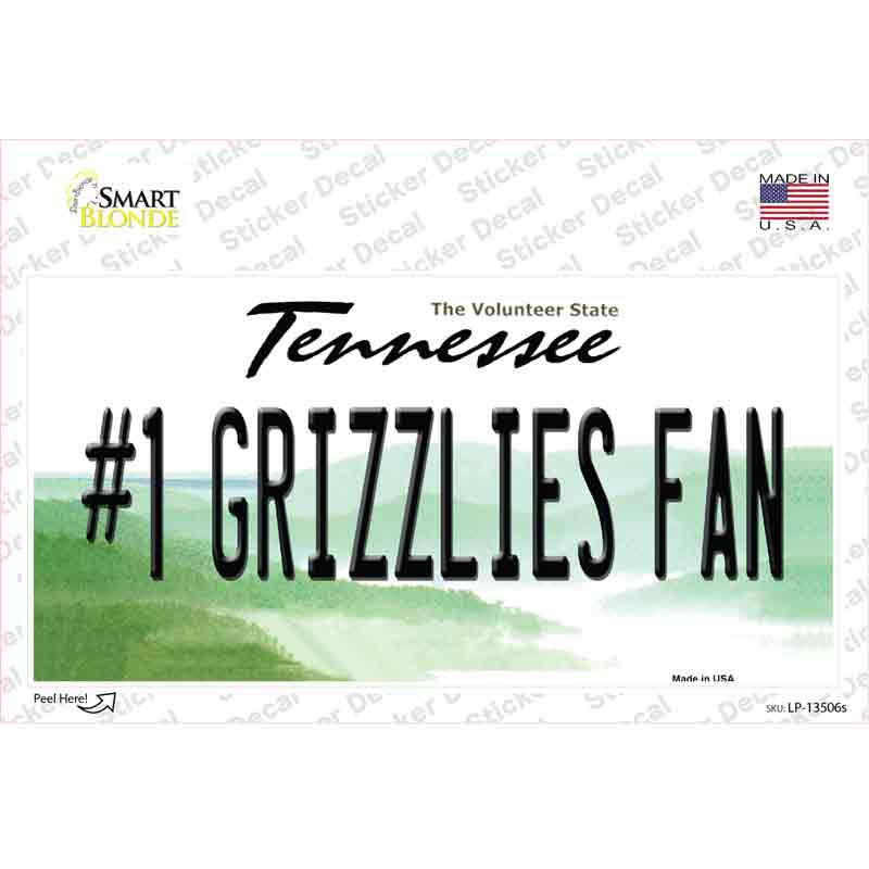 Number 1 Grizzlies Fan Novelty Sticker Decal