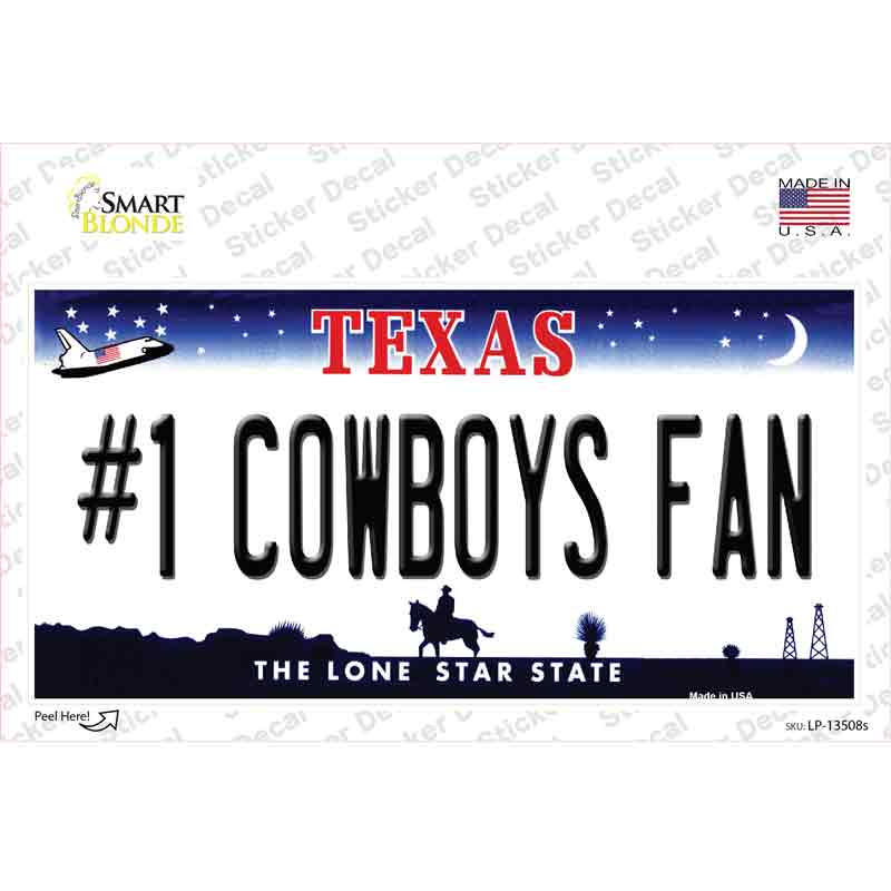 Number 1 Cowboys Fan Novelty Sticker Decal