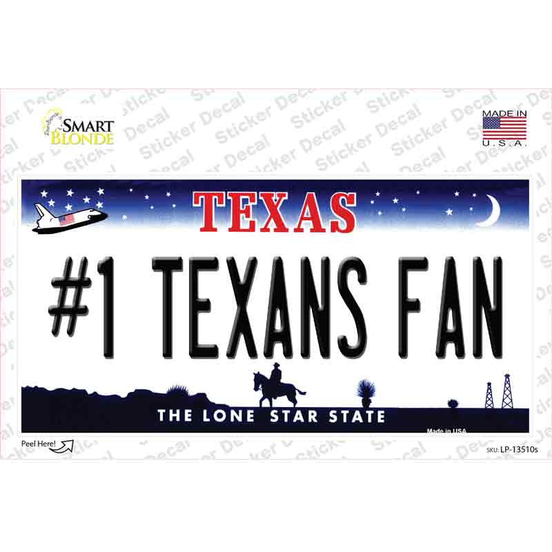 Number 1 Texans Fan Novelty Sticker Decal