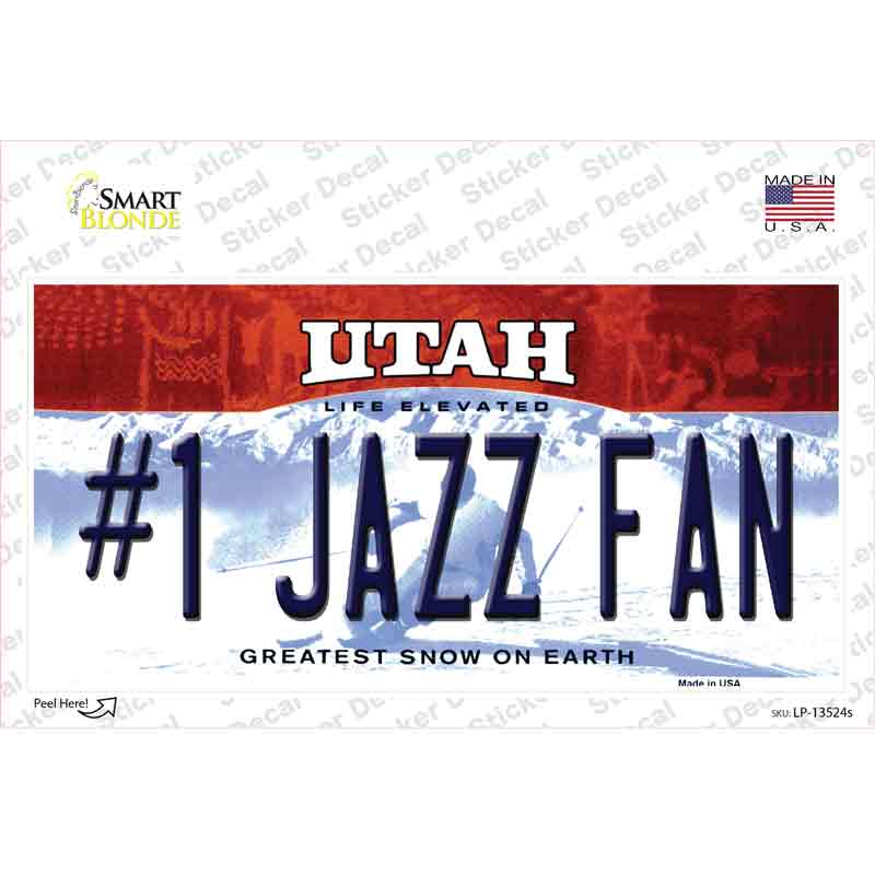 Number 1 Jazz Fan Novelty Sticker Decal