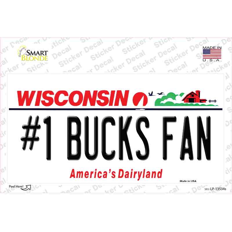 Number 1 Bucks Fan Novelty Sticker Decal