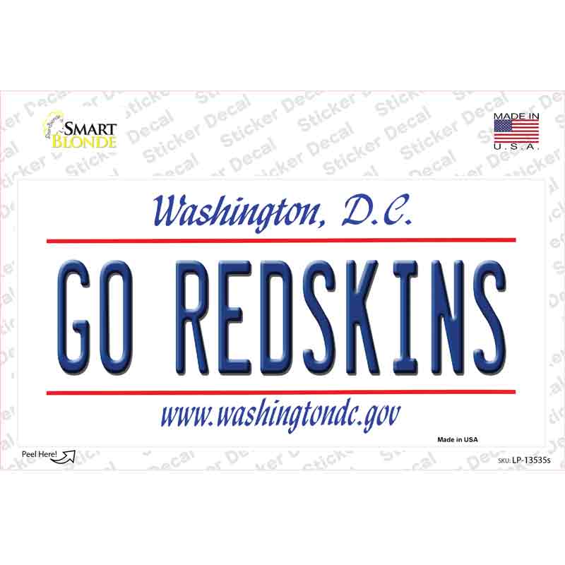 Go Redskins Novelty Sticker Decal