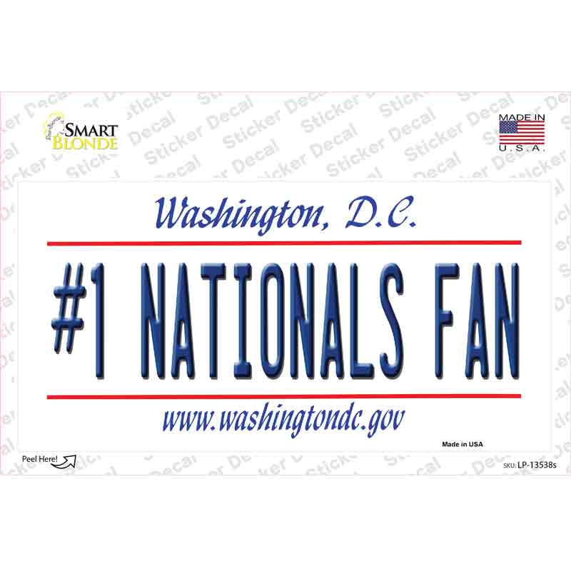 Number 1 Nationals Fan Novelty Sticker Decal