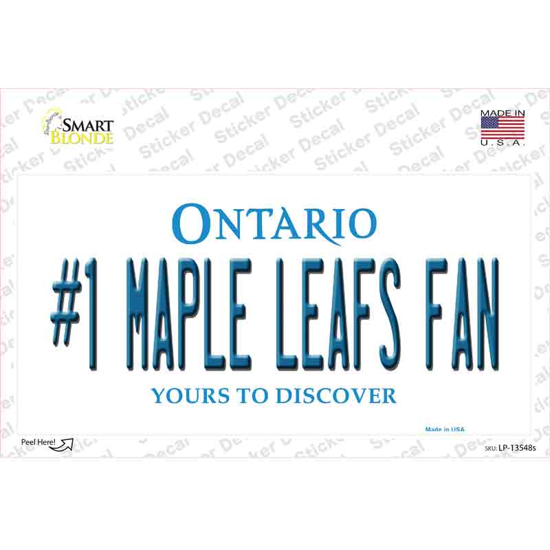 Number 1 Maple Leafs Fan Novelty Sticker Decal