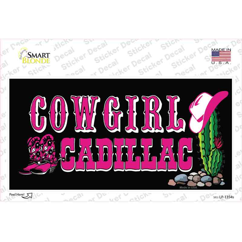 Cowgirl Cadillac Novelty Sticker Decal