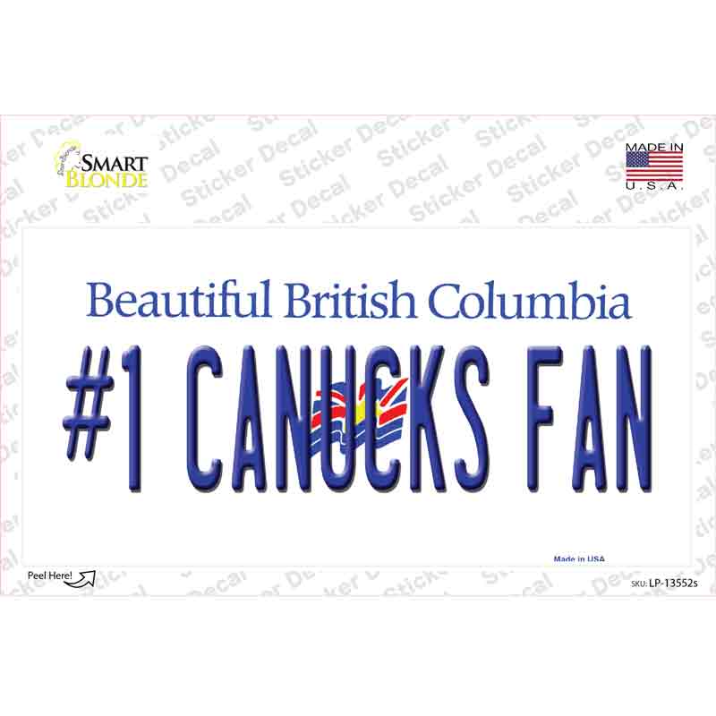 Number 1 Canucks Fan Novelty Sticker Decal