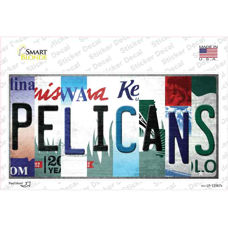 Pelicans Strip Art Novelty Sticker Decal