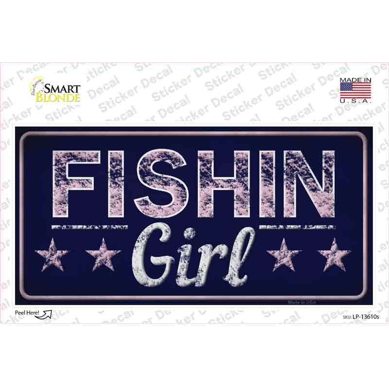 Fishin Girl Novelty Sticker Decal