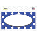 White Royal Blue Polka Dot Center Oval Novelty Sticker Decal