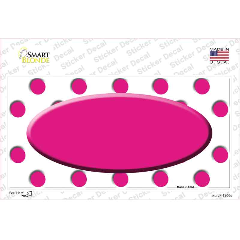 Hot Pink White Polka Dot Center Oval Novelty Sticker Decal