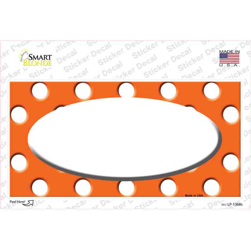 White Orange Polka Dots Center Oval Novelty Sticker Decal
