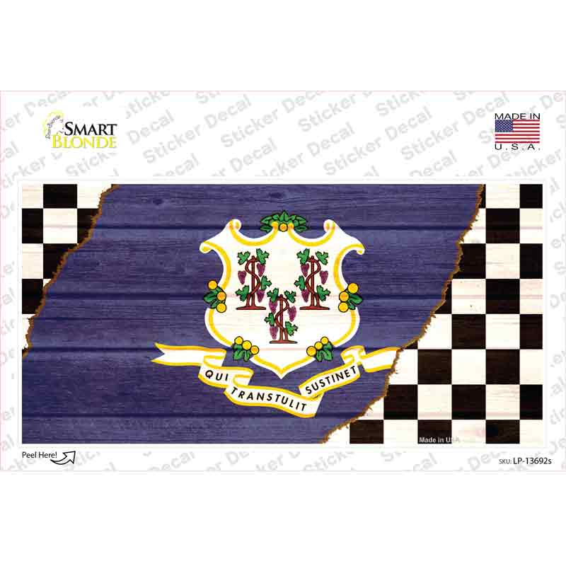 Connecticut Racing Flag Novelty Sticker Decal