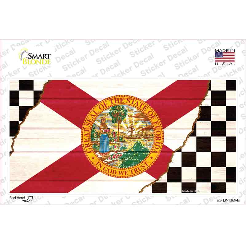 Florida Racing Flag Novelty Sticker Decal