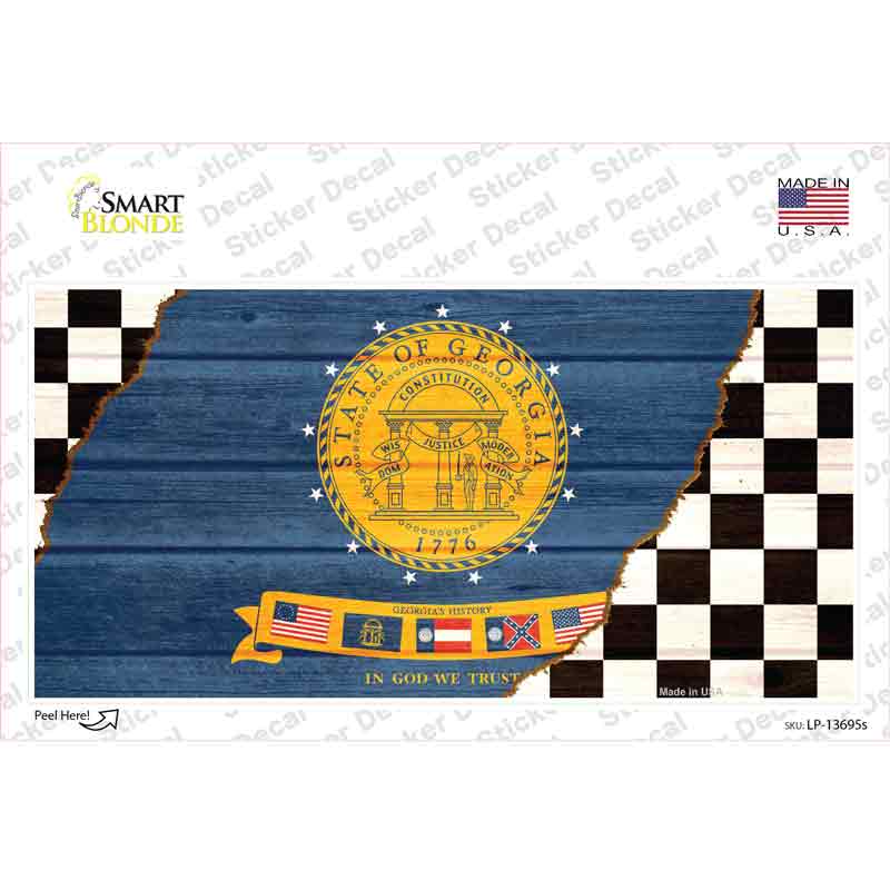 Georgia Racing Flag Novelty Sticker Decal