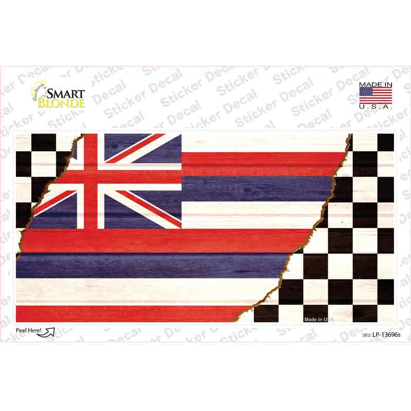 Hawaii Racing Flag Novelty Sticker Decal