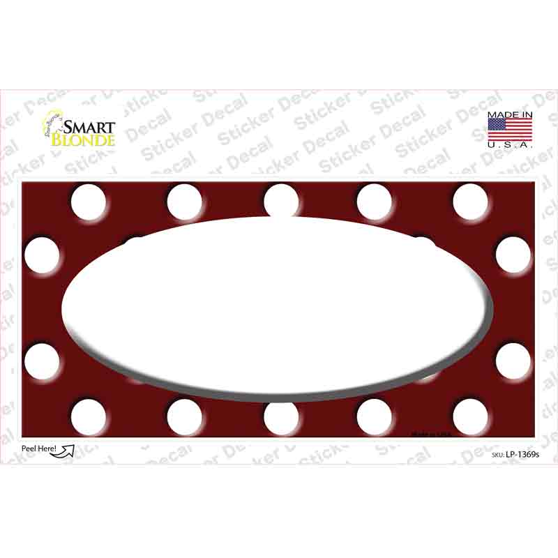 White Burgundy Polka Dot White Center Oval Novelty Sticker Decal