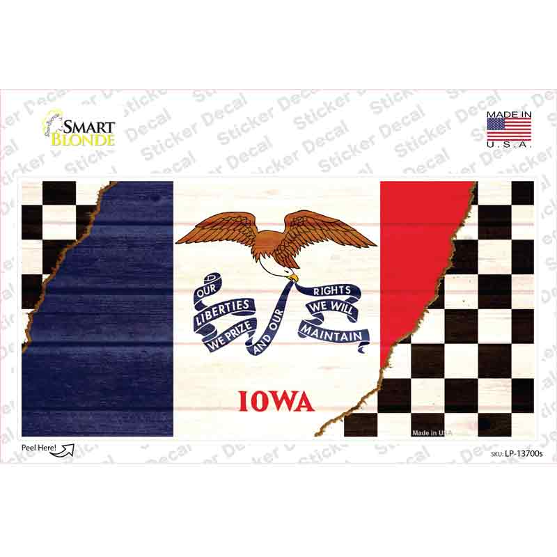 Iowa Racing Flag Novelty Sticker Decal