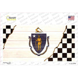 Massachusetts Racing Flag Novelty Sticker Decal