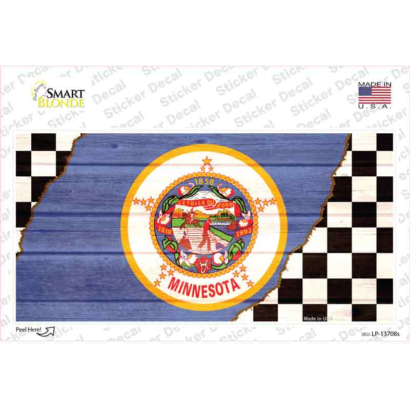 Minnesota Racing Flag Novelty Sticker Decal
